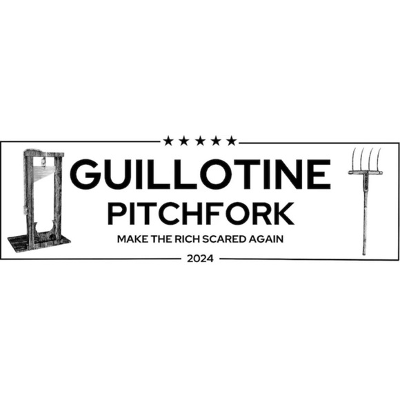 Guillotine Pitchfork 2024 | Bumper Stickers | Handmade | Political Satire Art - Picture 2 of 3